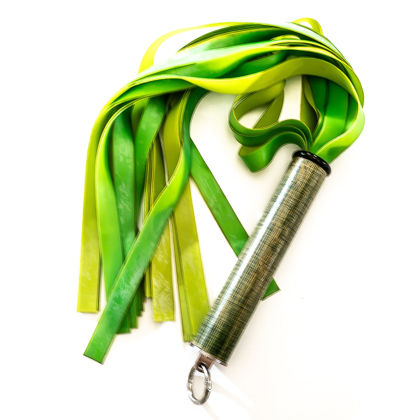 Latex / Lime. 61cm/24" leichter Latex-Flogger mit breiten Strängen