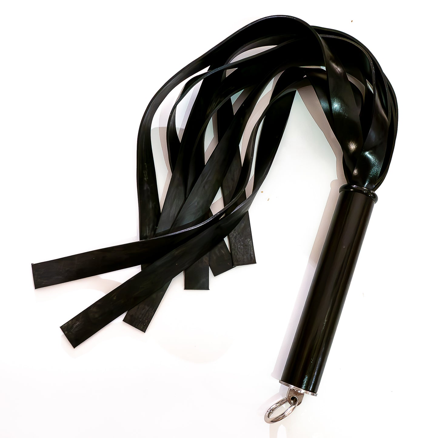 The Gimp/Zed. 61cm/24"schwerer Latex-Flogger mit breiten Strängen
