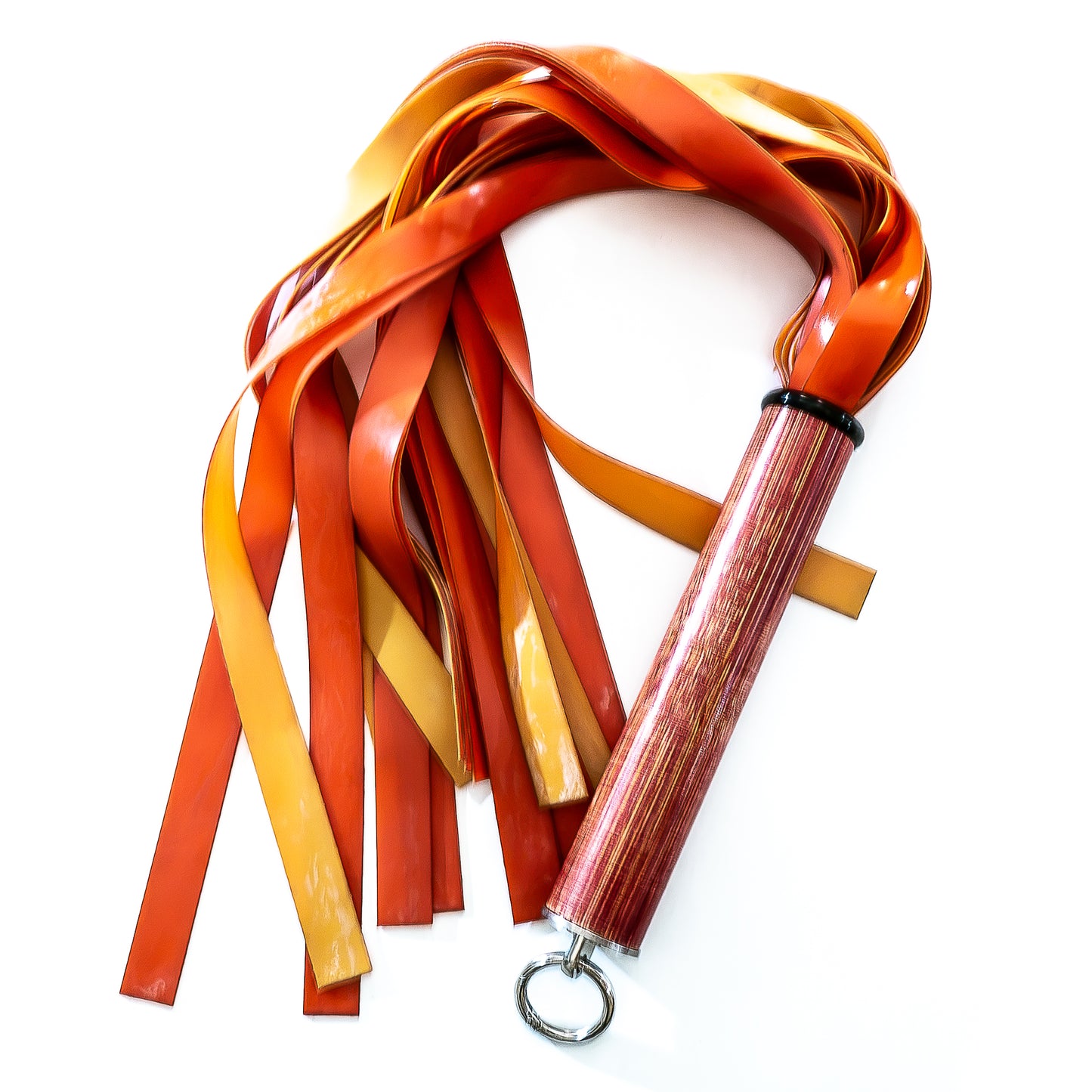 Latex / Blood Orange. 61cm/24" leichter Latex-Flogger mit breiten Strängen