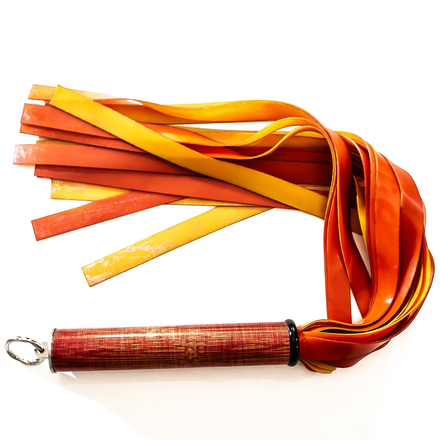 Latex / Blood Orange. 61cm/24" leichter Latex-Flogger mit breiten Strängen
