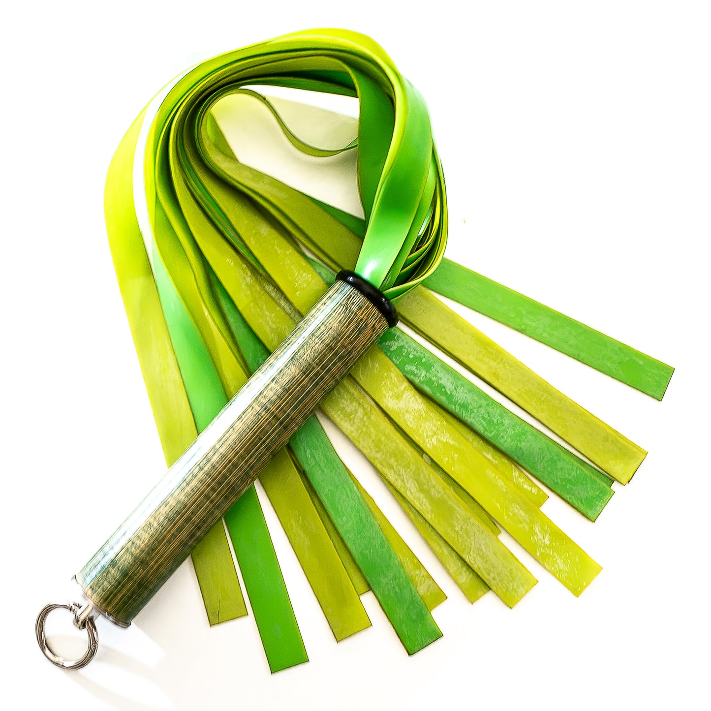 Latex / Lime. 61cm/24" leichter Latex-Flogger mit breiten Strängen
