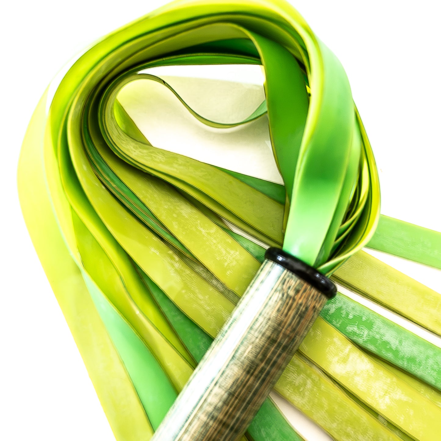 Latex / Lime. 61cm/24" leichter Latex-Flogger mit breiten Strängen